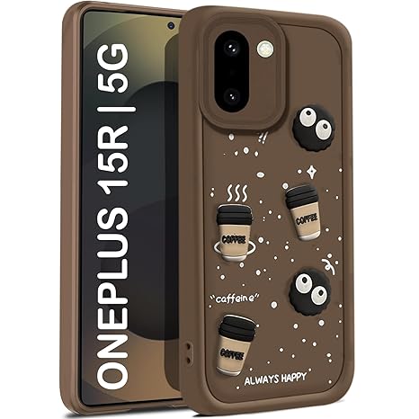 SNP- Back Case Cover Compatible for OnePlus 15R 5G | Cute Fun Cartoon 3D Ball | Coffee Silicone Case | Camera Protection | Body Protection | Shock Proof | Color BROWN