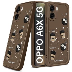 SNP- Coffee Case for Oppo A6X 5G | Cute 3D Cartoon Ball Design | Soft Silicone Back Cover for Oppo A6X 5G | Full Body & Camera Protection | BROWN