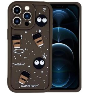 SNP- Back Case Cover Compatible for iPhone 13 PRO | Cute Fun Cartoon 3D Ball Coffee Silicone Case | Body Protection | Camera Protection | Shock Proof (BROWN)