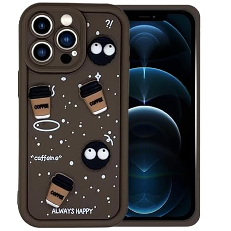 SNP- Back Case Cover Compatible for iPhone 13 PRO | Cute Fun Cartoon 3D Ball Coffee Silicone Case | Body Protection | Camera Protection | Shock Proof (BROWN)
