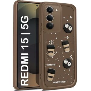 SNP- Back Case Cover Compatible for Mi Redmi 15 5G | Cute Fun Cartoon 3D Ball | Coffee Silicone Case | Camera Protection | Body Protection |Shock Proof | Color BROWN