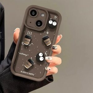 SNP- Back Case Cover Compatible for iPhone 15 PRO | Cute Fun Cartoon 3D Ball Coffee Silicone Case | Body Protection | Camera Protection | Shock Proof (BROWN)