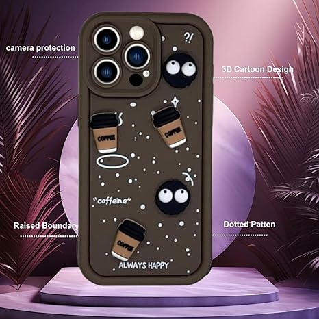 SNP- Back Case Cover Compatible for iPhone 13 PRO | Cute Fun Cartoon 3D Ball Coffee Silicone Case | Body Protection | Camera Protection | Shock Proof (BROWN) - Image 2