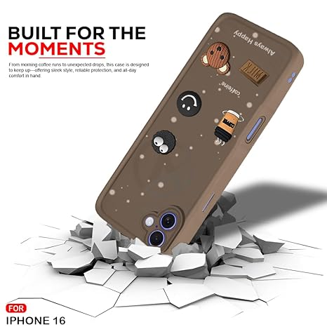 SNP- Back Case Cover Compatible for iPhone 16 | Cute Fun Cartoon 3D Ball Coffee Silicone Case | Body Protection | Camera Protection | Shock Proof (BROWN) - Image 2