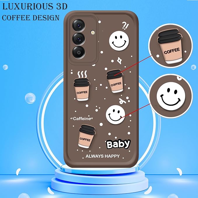 SNP- Back Cover Case for Samsung Galaxy A37 5G | Cute Fun Cartoon 3D Bear Coffee Case | Full Camera Protection | Shockproof Back Cover Case for Samsung Galaxy A37 5G (Silicone, BROWN) - Image 2