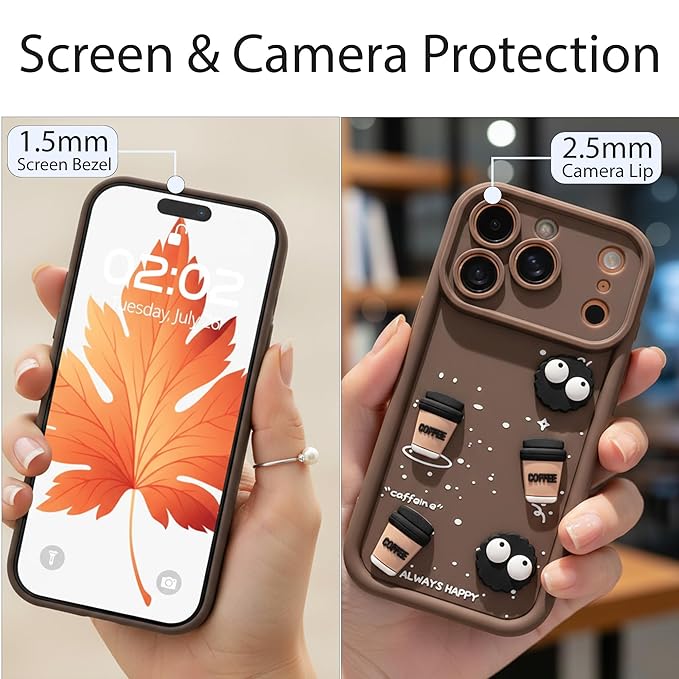 SNP- Back Case Cover Compatible for iPhone 17 PRO | Cute Fun Cartoon 3D Ball Coffee Silicone Case | Body Protection | Camera Protection | Shock Proof (BROWN) - Image 4