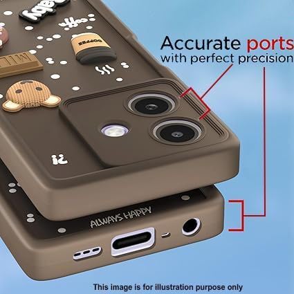 SNP- Back Cover for Oppo A6 Pro 5G | Cute Fun 3D Cartoon, Coffee Design Silicone Case | Full Body Protection Bumper Case (BROWN) - Image 3