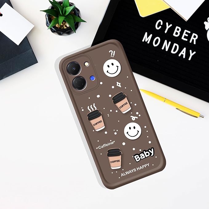 SNP- Back Case Cover Compatible for Tecno Spark GO 3 | Cute Fun Cartoon 3D Ball | Coffee Silicone Case | Camera Protection | Body Protection | Shock Proof | Color BROWN - Image 3