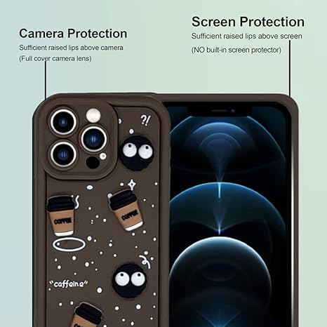SNP- Back Case Cover Compatible for iPhone 13 PRO | Cute Fun Cartoon 3D Ball Coffee Silicone Case | Body Protection | Camera Protection | Shock Proof (BROWN) - Image 4
