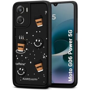 SNP- Back Case Cover Compatible for Motorola Moto G06 Power | Cute Fun Cartoon 3D Ball | Coffee Silicone Case | Camera Protection | Body Protection | Shock Proof | Color Black