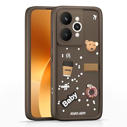 SNP- Coffee Case for Realme 15 5G | Cute 3D Cartoon Ball Design | Soft Silicone Back Cover for Realme 15 5G | Full Body & Camera Protection | BROWN