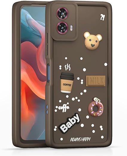 PJE- Coffee Case for Moto Edge 50 Fusion 5G / Moto G96 5G | Cute 3D Cartoon Ball Design | Soft Silicone Back Cover for Moto G96 5G | Full Body & Camera Protection | Brown