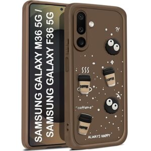 SNP- Back Case Cover Compatible for Samsung Galaxy M36 5G | Cute Fun Cartoon 3D Ball | Coffee Silicone Case | Camera Protection | Body Protection | Shock Proof | Color BROWN