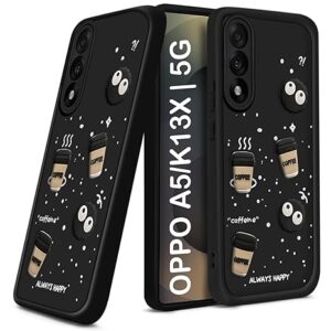 SNP- Back Case Cover Compatible for Oppo K13x 5G / A5 5G | Cute Fun Cartoon 3D Ball | Coffee Silicone Case | Camera Protection | Body Protection |Shock Proof | Color Black