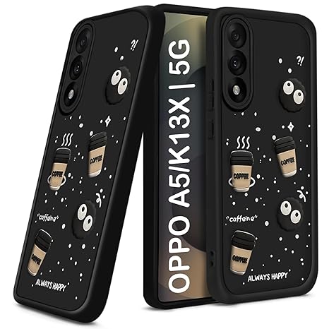 SNP- Back Case Cover Compatible for Oppo K13x 5G / A5 5G | Cute Fun Cartoon 3D Ball | Coffee Silicone Case | Camera Protection | Body Protection |Shock Proof | Color Black