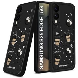 SNP- Coffee Case for Samsung Galaxy S25 Edge 5G| Cute 3D Cartoon Ball Design | Soft Silicone Back Cover for Samsung Galaxy S25 Edge 5G| Full Body & Camera Protection | Black