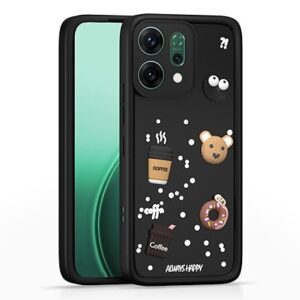 SNP- Coffee Case for Oppo Reno 14 5G | Cute 3D Cartoon Ball Design | Soft Silicone Back Cover for Oppo Reno 14 5G | Full Body & Camera Protection | Black