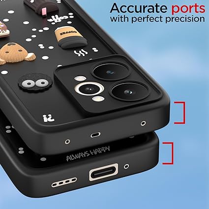 SNP- Coffee Case for Realme 15 5G | Cute 3D Cartoon Ball Design | Soft Silicone Back Cover for Realme 15 5G | Full Body & Camera Protection | BLACK - Image 4