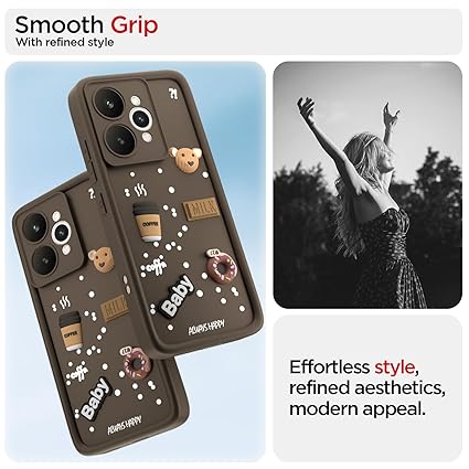 SNP- Coffee Case for Realme 15 5G | Cute 3D Cartoon Ball Design | Soft Silicone Back Cover for Realme 15 5G | Full Body & Camera Protection | BROWN - Image 2