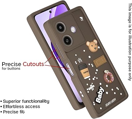 PJE- Coffee Case for Moto Edge 50 Fusion 5G / Moto G96 5G | Cute 3D Cartoon Ball Design | Soft Silicone Back Cover for Moto G96 5G | Full Body & Camera Protection | Brown - Image 2