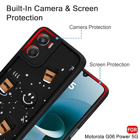 SNP- Back Case Cover Compatible for Motorola Moto G06 Power | Cute Fun Cartoon 3D Ball | Coffee Silicone Case | Camera Protection | Body Protection | Shock Proof | Color Black - Image 4