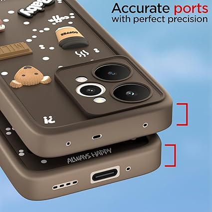 SNP- Coffee Case for Realme 15 5G | Cute 3D Cartoon Ball Design | Soft Silicone Back Cover for Realme 15 5G | Full Body & Camera Protection | BROWN - Image 4