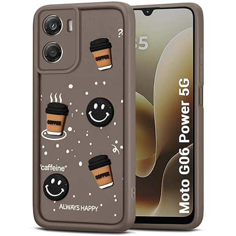 SNP- Back Case Cover Compatible for Motorola Moto G06 Power | Cute Fun Cartoon 3D Ball | Coffee Silicone Case | Camera Protection | Body Protection | Shock Proof | Color BROWN