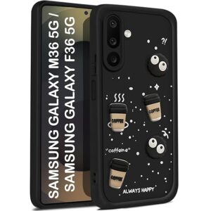 SNP- Back Case Cover Compatible for Samsung Galaxy M36 5G | Cute Fun Cartoon 3D Ball | Coffee Silicone Case | Camera Protection | Body Protection | Shock Proof | Color Black