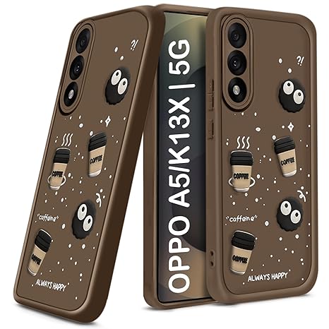SNP- Back Case Cover Compatible for Oppo K13x 5G / A5 5G | Cute Fun Cartoon 3D Ball | Coffee Silicone Case | Camera Protection | Body Protection |Shock Proof | Color BROWN