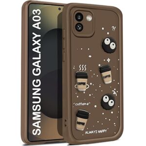 SNP- Back Case Cover Compatible for Samsung Galaxy A03 | Cute Fun Cartoon 3D Ball | Coffee Silicone Case | Camera Protection | Body Protection | Shock Proof | Color BROWN