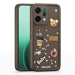 SNP- Coffee Case for Oppo Reno 14 5G | Cute 3D Cartoon Ball Design | Soft Silicone Back Cover for Oppo Reno 14 5G | Full Body & Camera Protection | BROWN