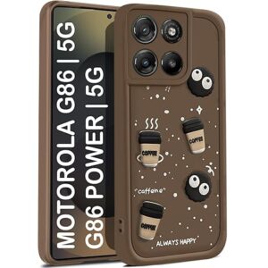 SNP- Coffee Case for Motorola Moto G86 Power 5G | Cute 3D Cartoon Ball Design | Soft Silicone Back Cover for Motorola Moto G86 Power 5G | Full Body & Camera Protection | BROWN