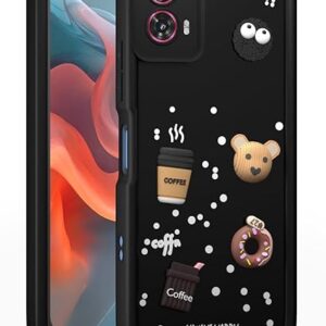 SNP- PJE- Coffee Case for Moto Edge 50 Fusion 5G / Moto G96 5G | Cute 3D Cartoon Ball Design | Soft Silicone Back Cover for Moto G96 5G | Full Body & Camera Protection | BLACK