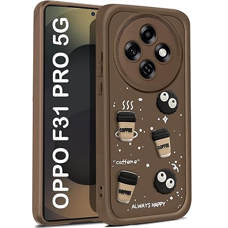 SNP- Coffee Case for Oppo F31 Pro 5G | Cute 3D Cartoon Ball Design | Soft Silicone Back Cover for Oppo F31 Pro 5G | Full Body & Camera Protection | BROWN