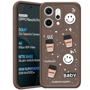 SNP- Back Case Cover Compatible for Oppo Reno 14 Pro 5G | Cute Fun Cartoon 3D Ball | Coffee Silicone Case | Camera Protection | Body Protection |Shock Proof | Color BROWN