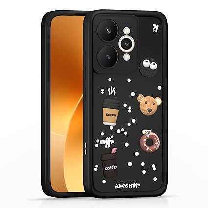 SNP- Coffee Case for Realme 15 5G | Cute 3D Cartoon Ball Design | Soft Silicone Back Cover for Realme 15 5G | Full Body & Camera Protection | BLACK