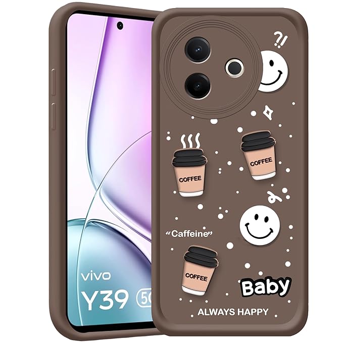 SNP- Back Case Cover Compatible for Vivo Y39 5G| Cute Fun Cartoon 3D Ball | Coffee Silicone Case | Camera Protection | Body Protection | Shock Proof | Color BROWN