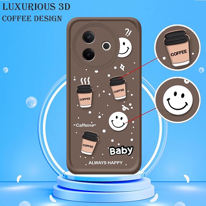 SNP- Back Case Cover Compatible for Vivo Y39 5G| Cute Fun Cartoon 3D Ball | Coffee Silicone Case | Camera Protection | Body Protection | Shock Proof | Color BROWN - Image 4