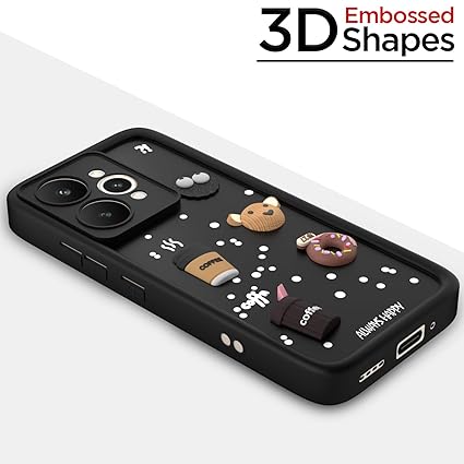 SNP- Coffee Case for Realme 15 5G | Cute 3D Cartoon Ball Design | Soft Silicone Back Cover for Realme 15 5G | Full Body & Camera Protection | BLACK - Image 3